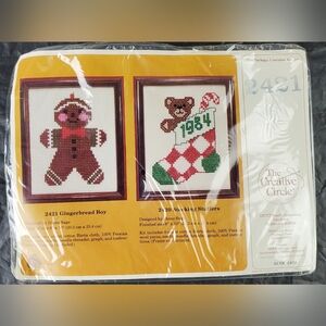 The Creative Circle VTG 1984 Christmas Gingerbread Cross Stitch Kit #2421 NOS
